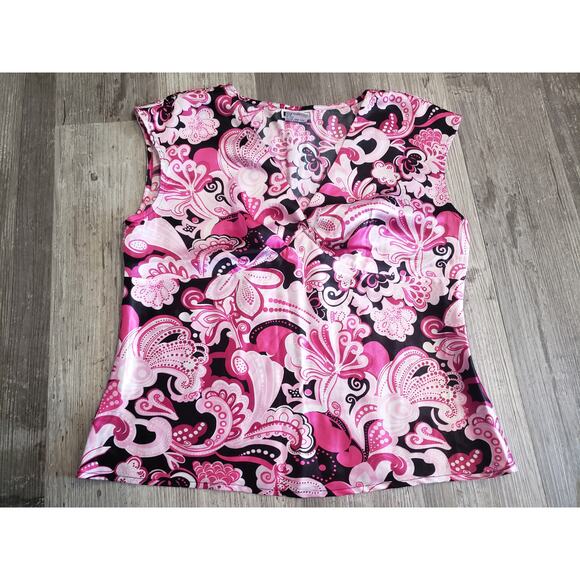 I.N. Studio Petite Floral Print Short Sleeved Blouse / Shirt - Picture 2 of 6